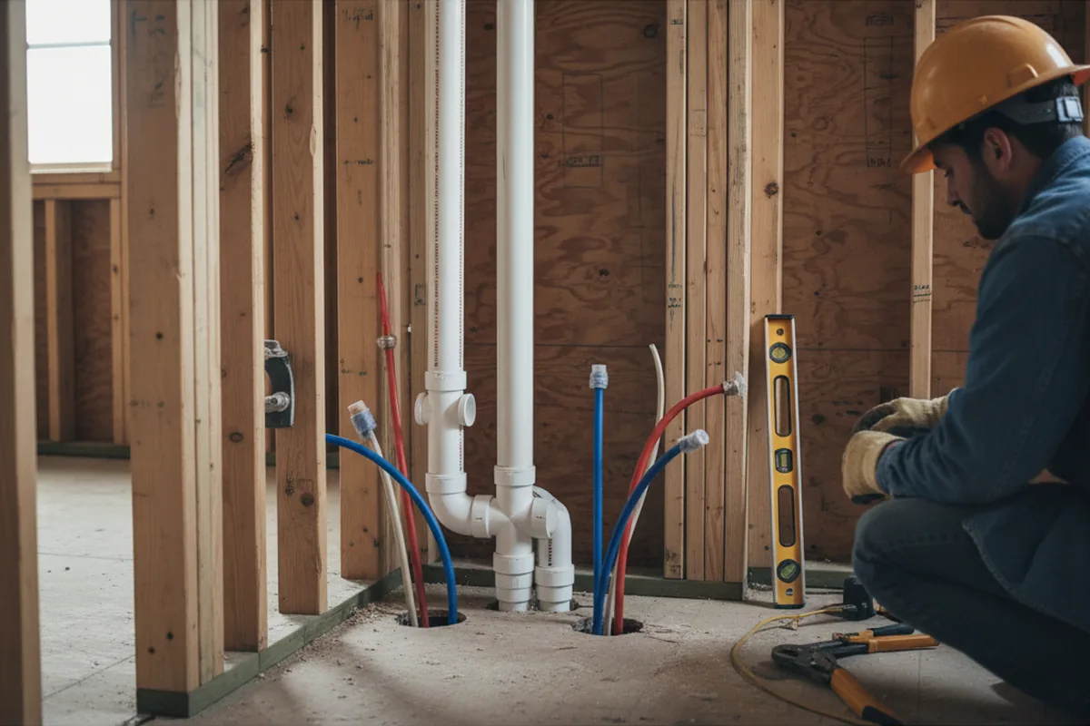 Drain and supply rough-in during Leak Detection in Fort Shafter